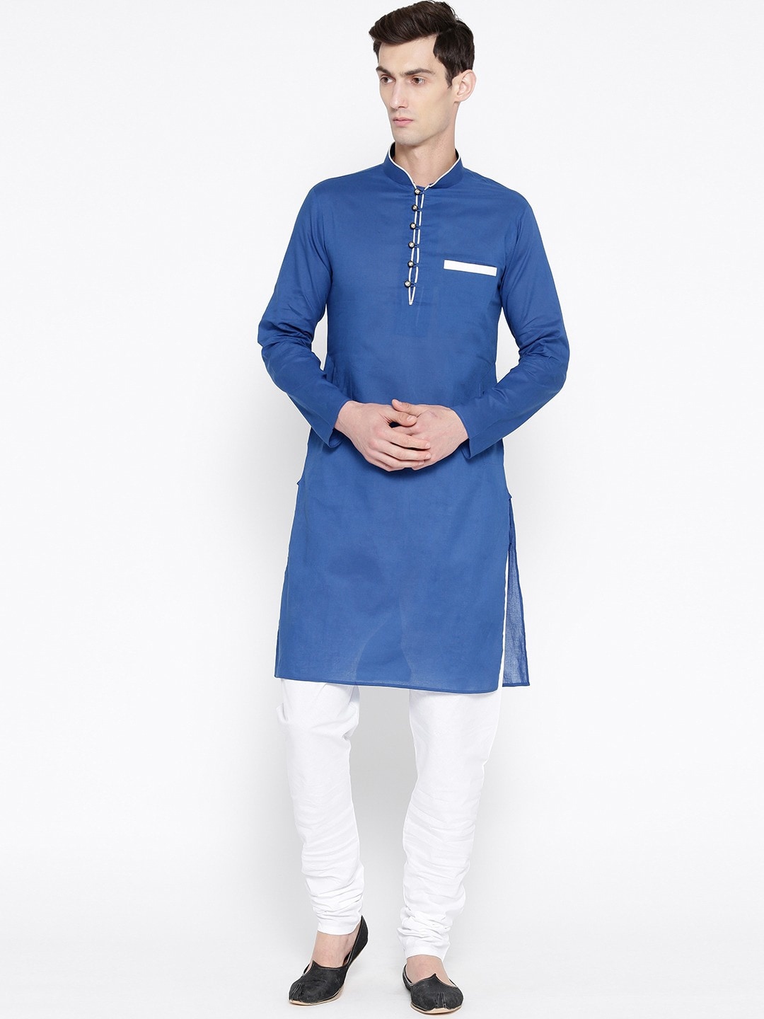SG LEMAN Men Blue Solid Kurta Sets for Man