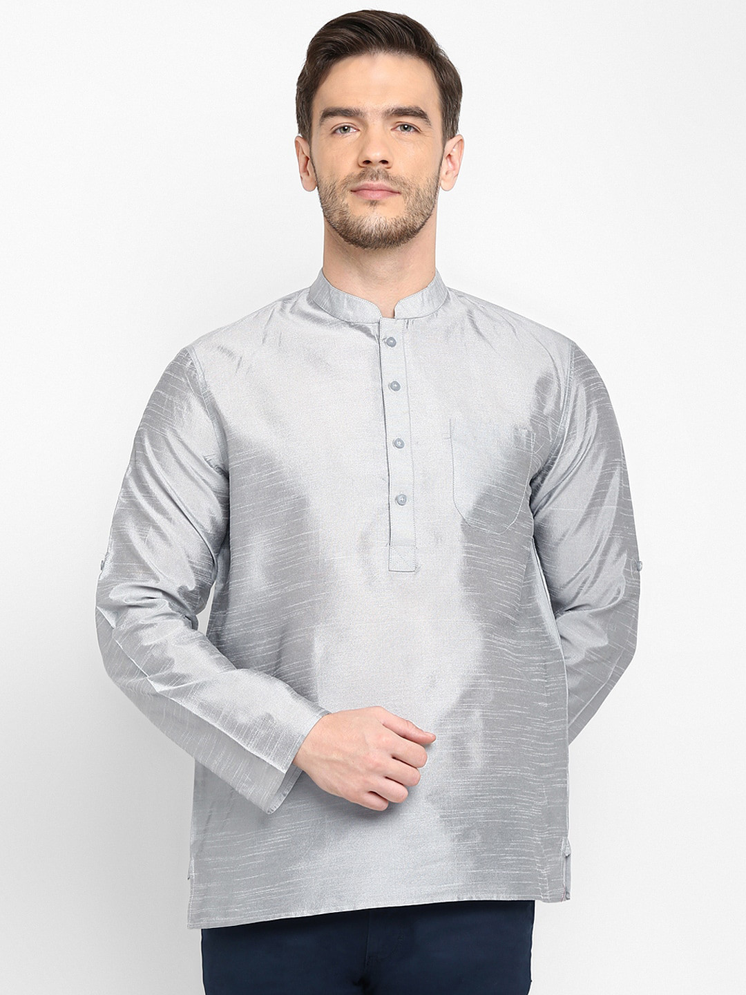 

Hangup Men Grey Dupion Silk Kurta