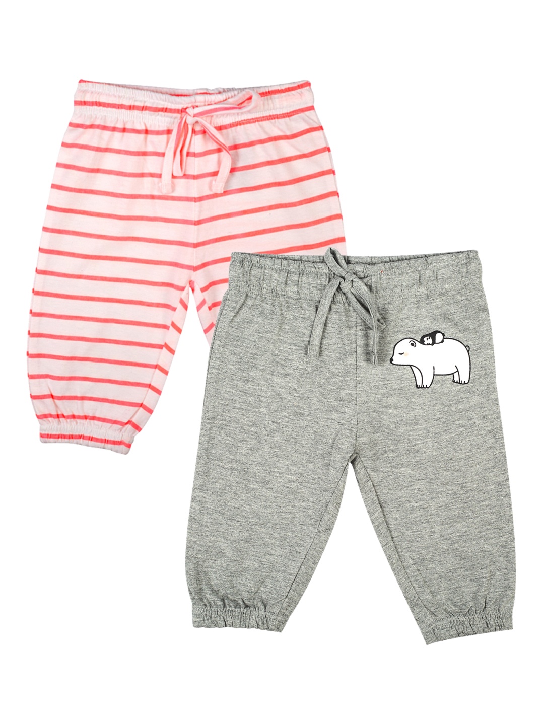 

MeeMee Infant Girls Pack Of 2 Pure Cotton Joggers, Grey