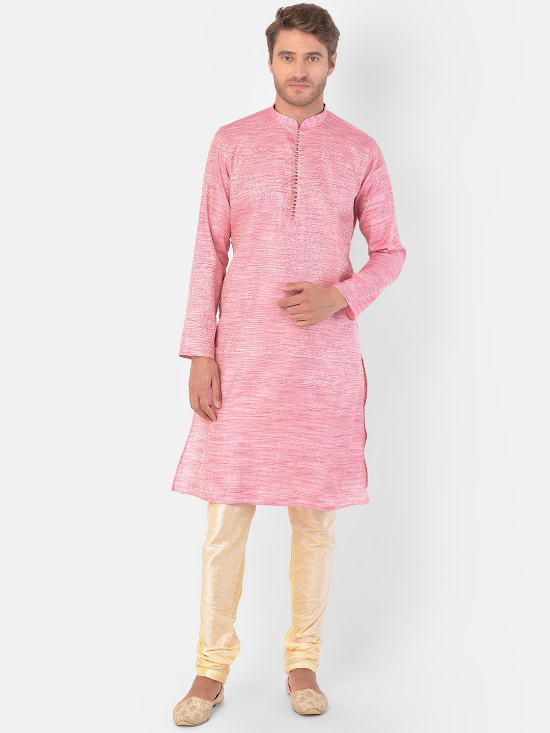 

DEYANN Men Pink Kurta and Trouser Set