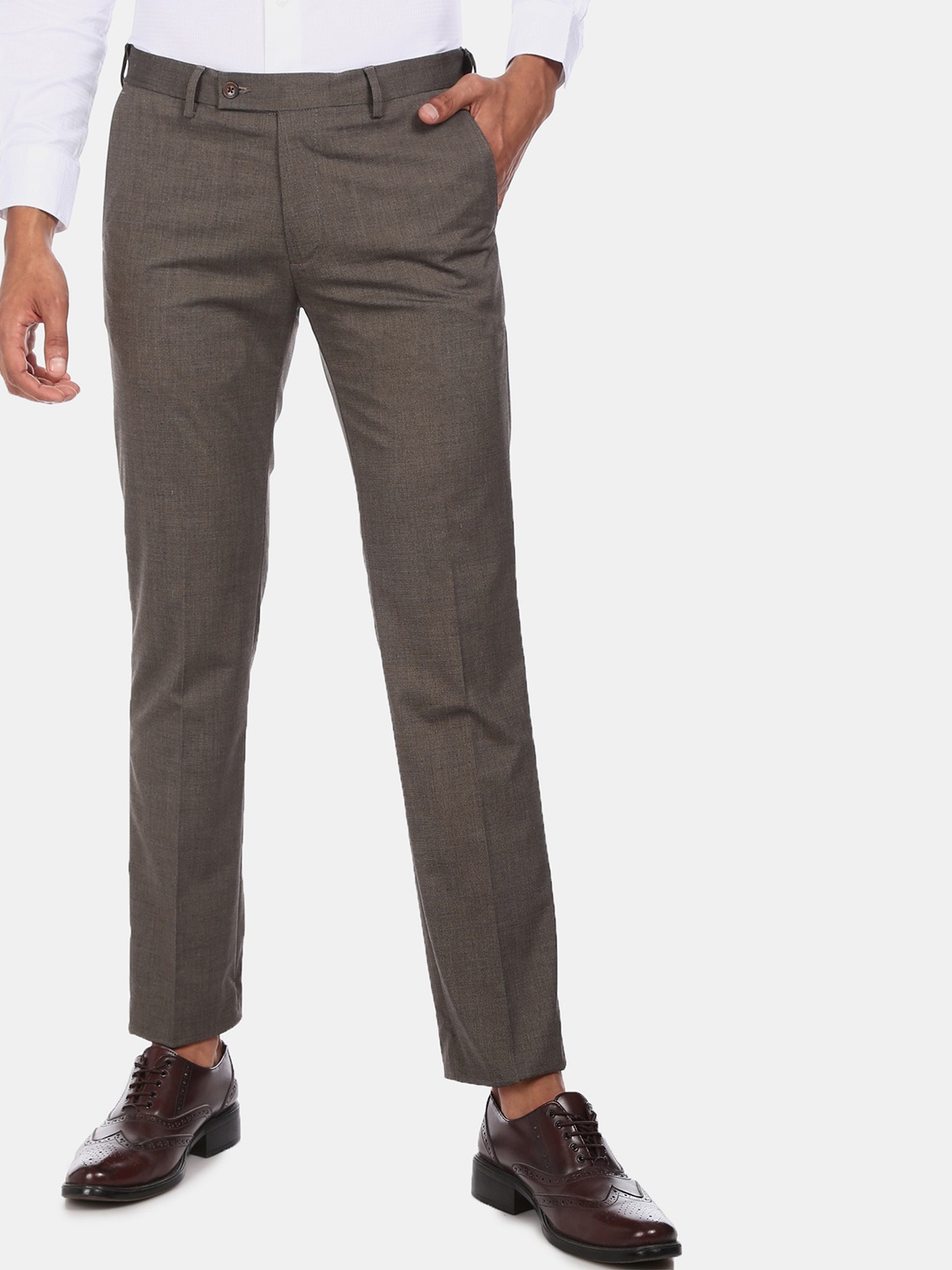 

Arrow Men Brown Regular Fit Patterned Formal Trousers