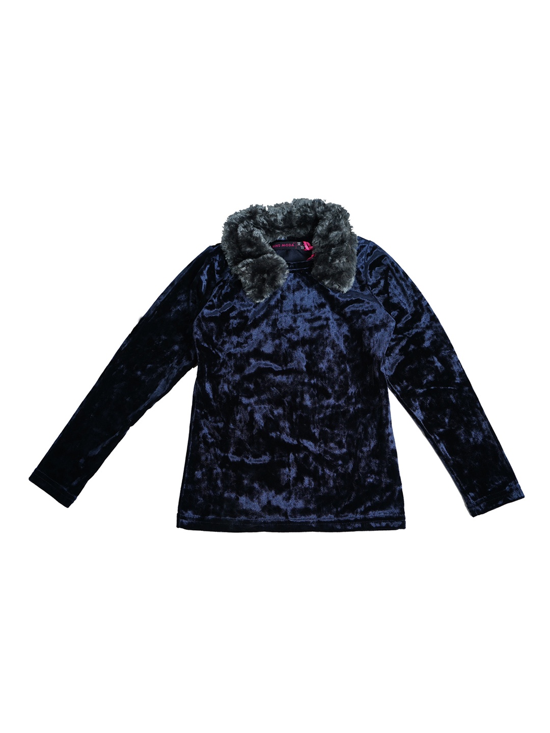 

Nins Moda Navy Blue Solid Regular Top