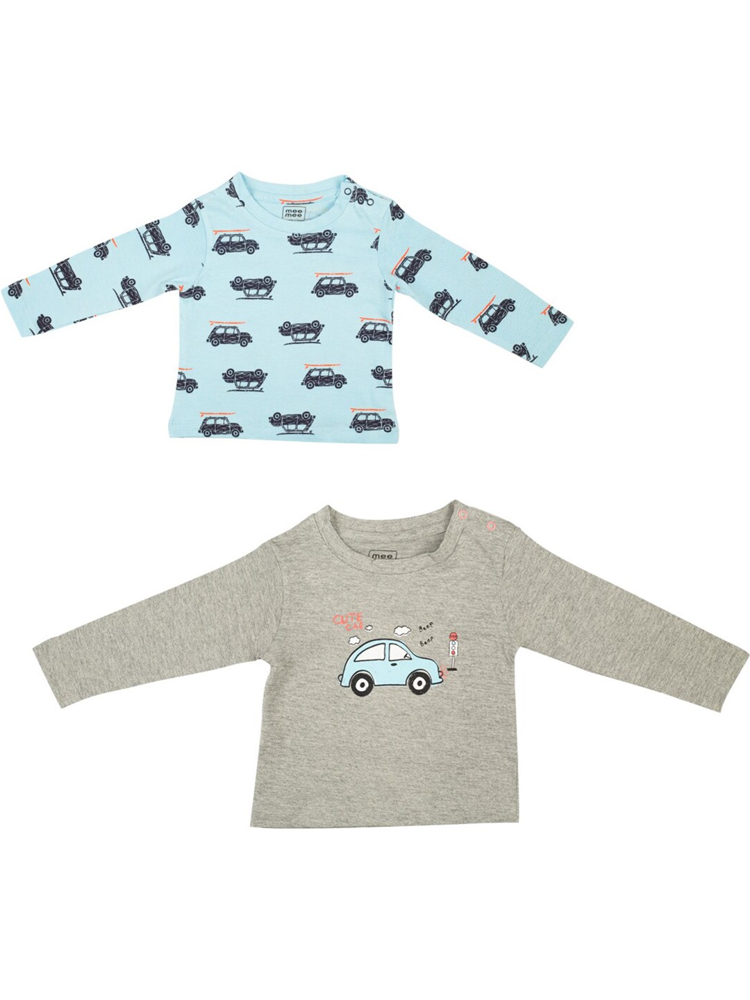 

MeeMee Boys Pack of 2 Printed Round Neck Pure Cotton T-shirts, Blue