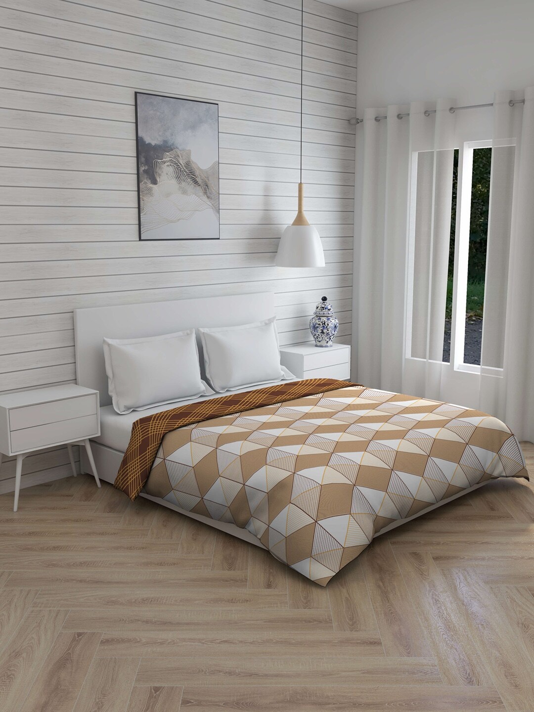 

Layers Brown & White Geometric AC Room 120 GSM Double Bed Comforter