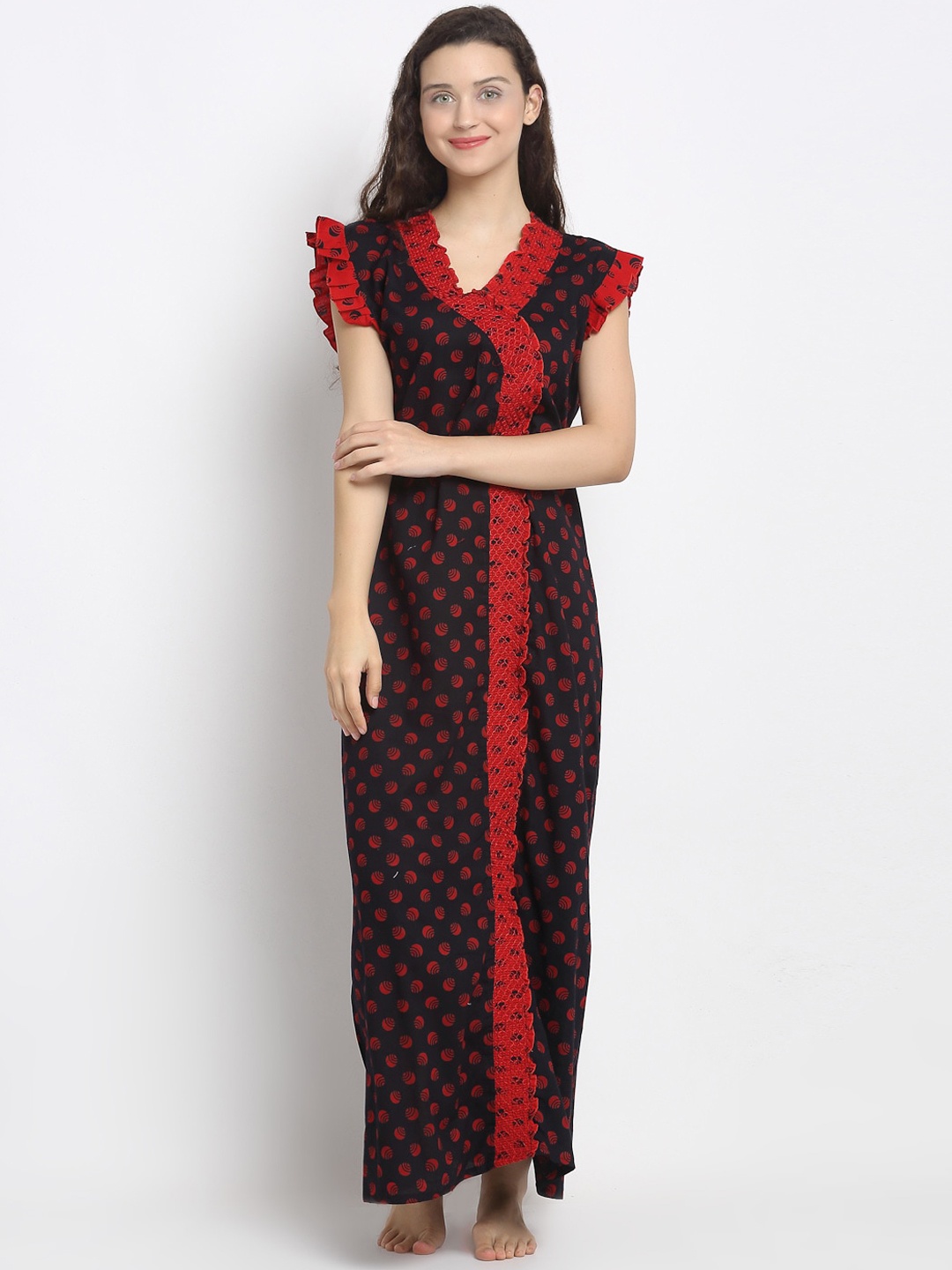 

Secret Wish Black & Red Printed Nightdress