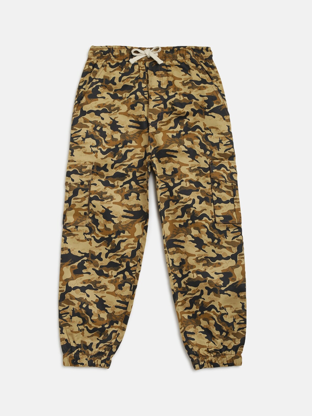

Lil Tomatoes Boys Brown & Black Camouflage Printed Twill Cargos