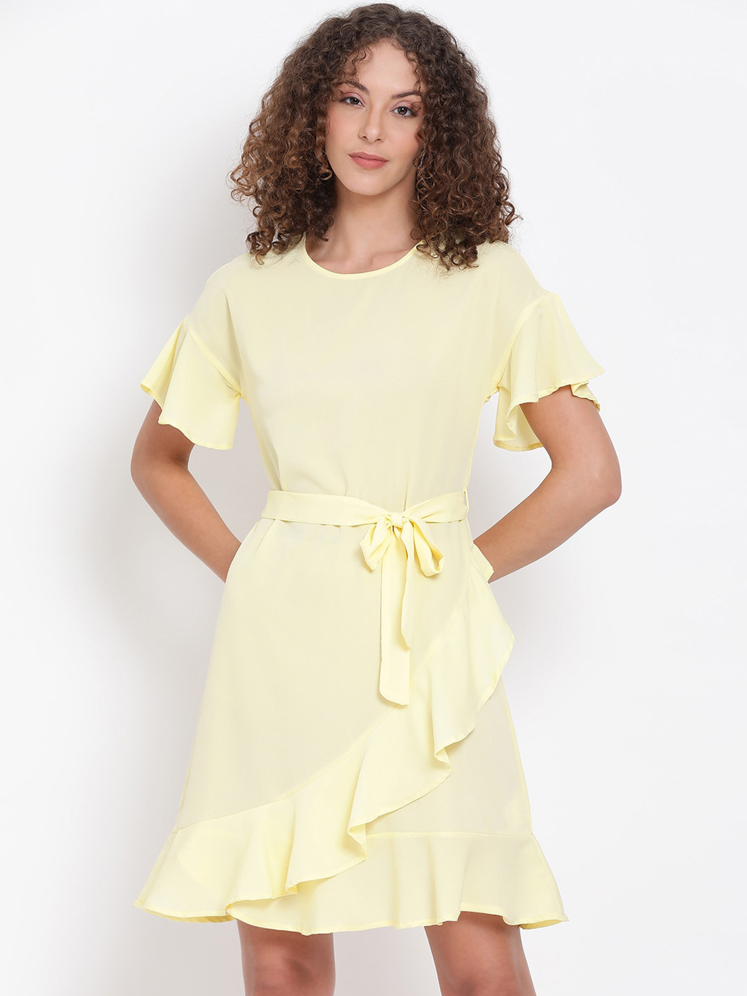 

Oxolloxo Women Yellow Solid A-Line Dress