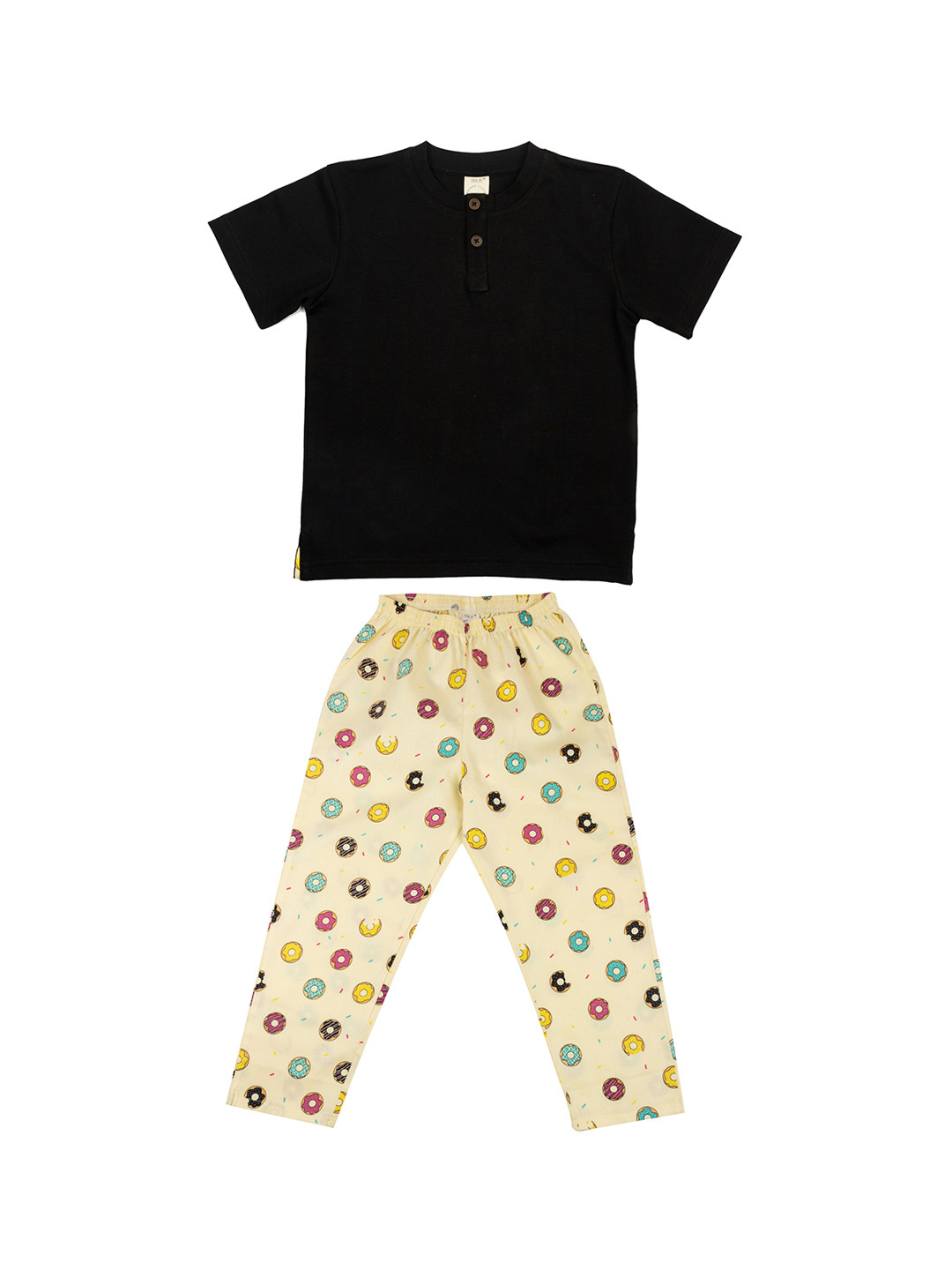 

CASA DE NEE NEE Kids Black & Yellow Solid Night suit