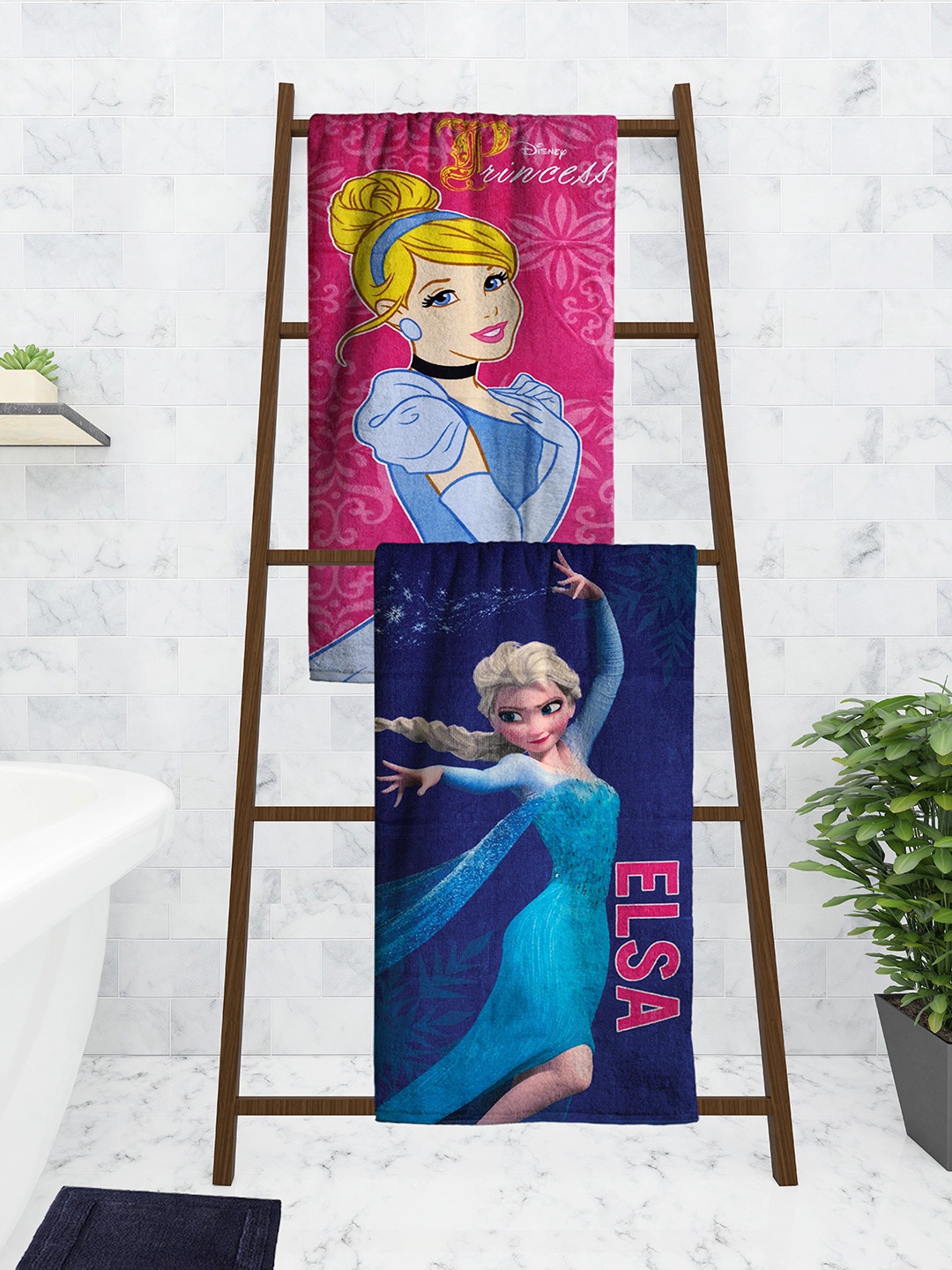 

Athom Trendz Disney Kids Set Of 2 Printed 350 GSM Bath Towels, Multi