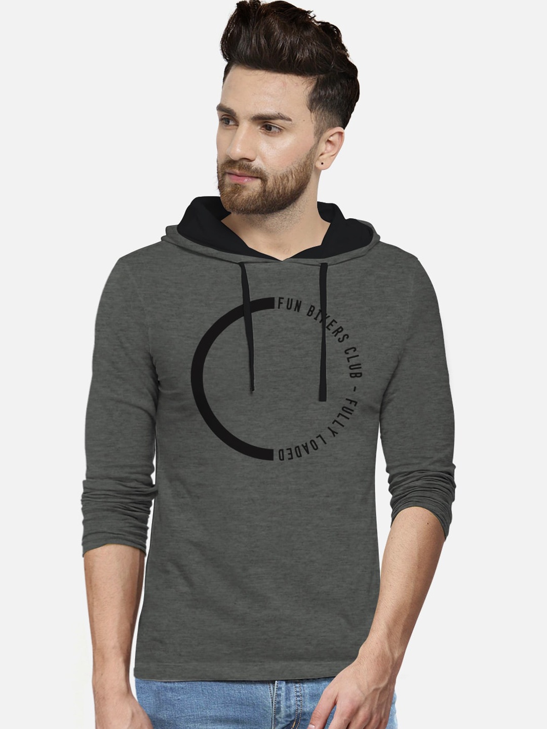

BULLMER Men Grey Colourblocked Hood T-shirt