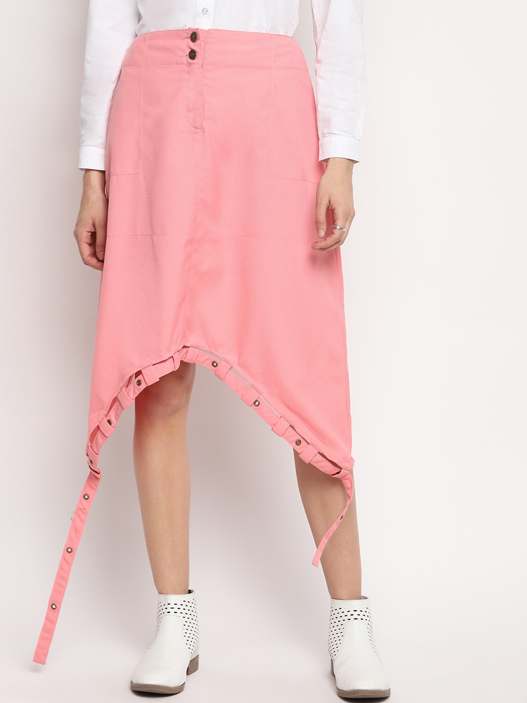 

OTORVA Women Pink Solid A-Line Midi Skirt