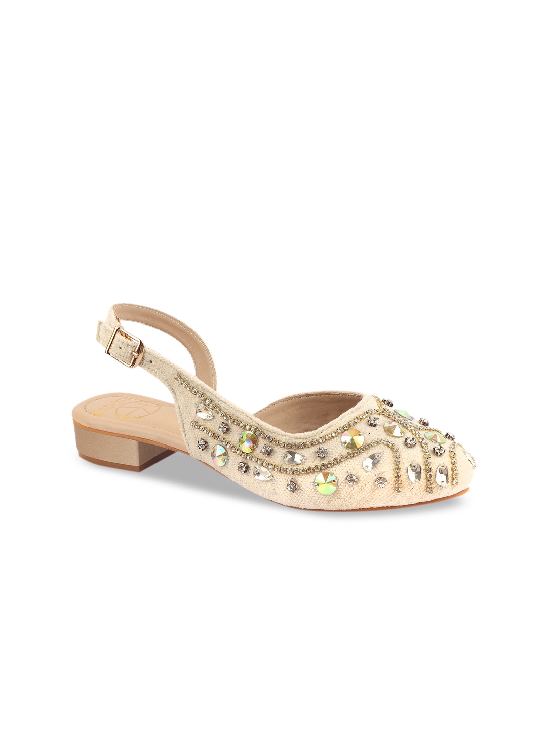 

KALTHEOS Women Off-White Embellished Mules