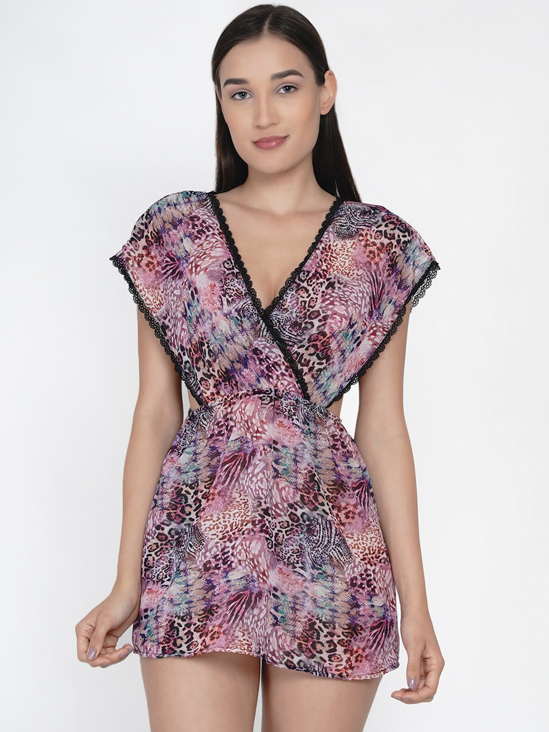 

EROTISSCH Women Printed Cover-Up Dress, Purple