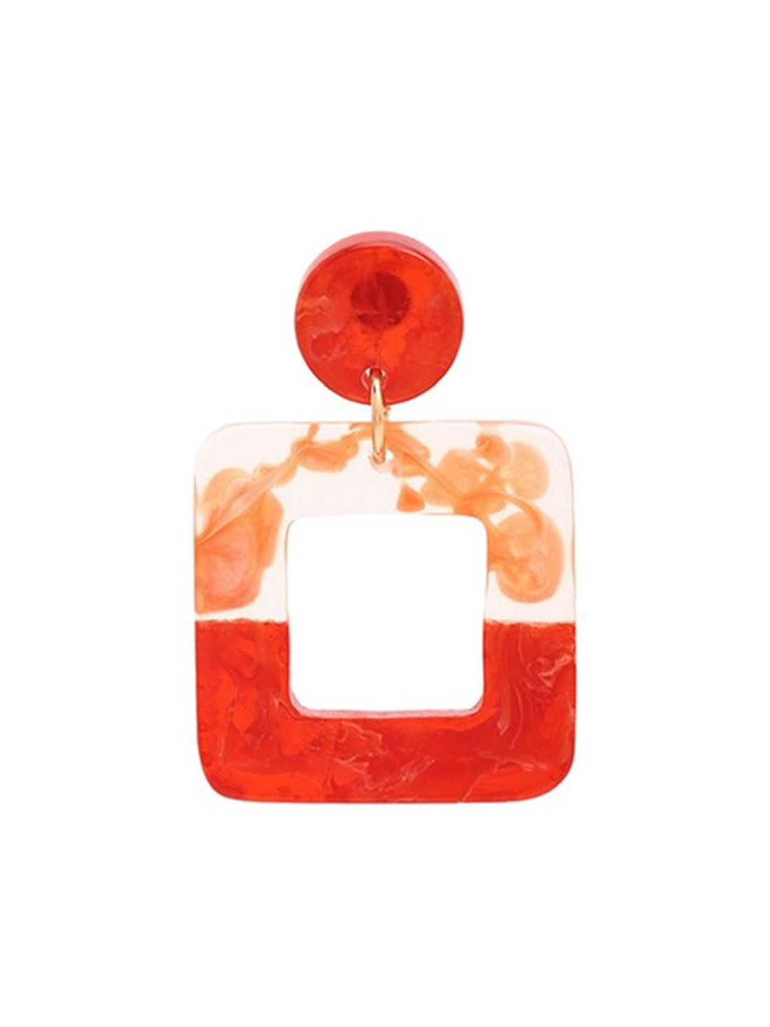 

FOREVER 21 Red & Peach-Coloured Handcrafted Geometric Drop Earrings