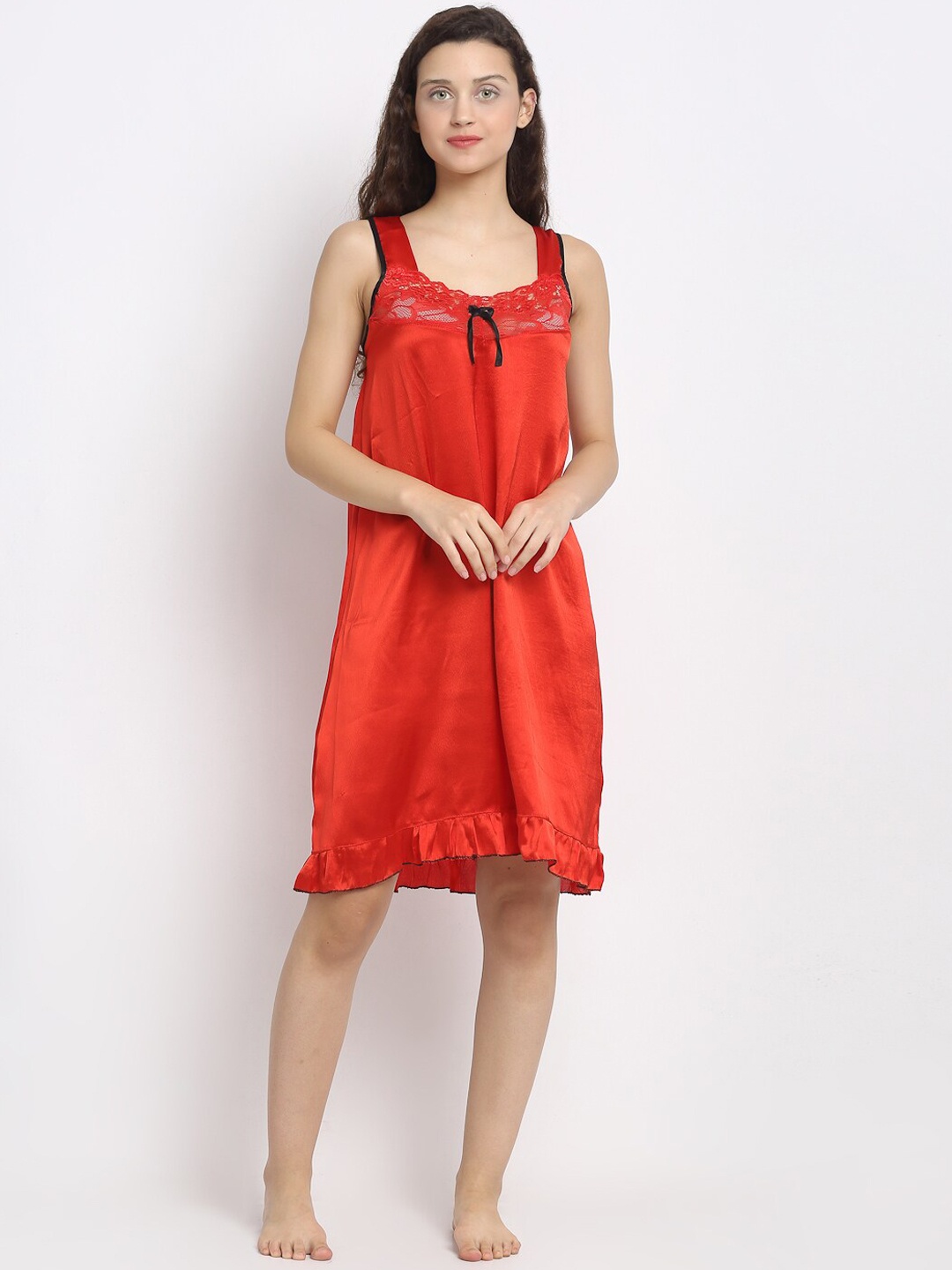 

Secret Wish Red & Black Solid Baby Doll