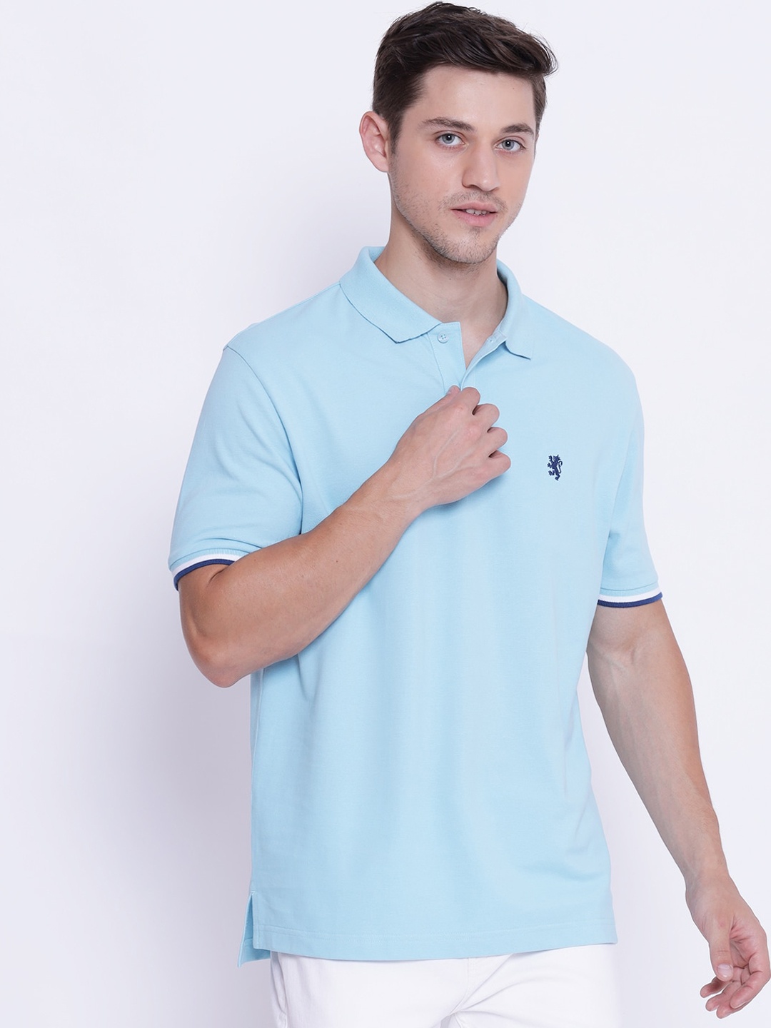

Red Tape Men Blue Solid Polo Collar T-shirt