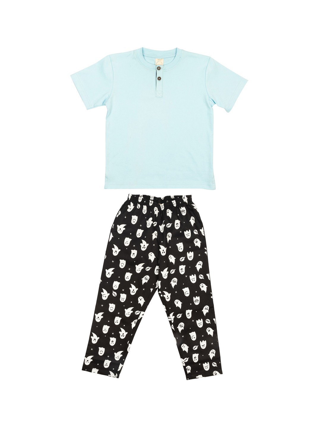 

CASA DE NEE NEE Kids Blue & Black Solid Night suit