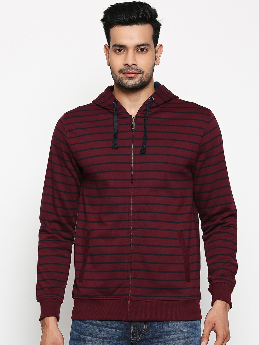 

BYFORD by Pantaloons Men Purple Striped Sweatshirt