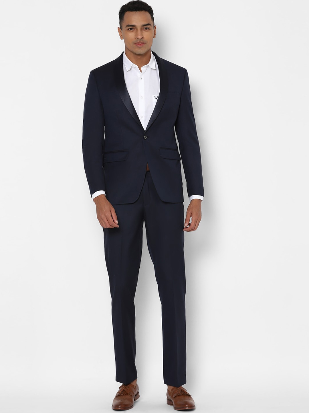 

Allen Solly Men Navy Blue Solid Slim-Fit Single-Breasted Formal Suit
