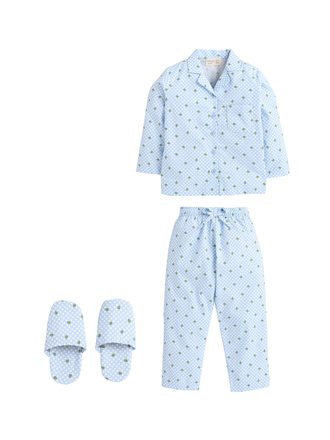 

PICCOLO Girls Blue & White Printed Cotton Night suit