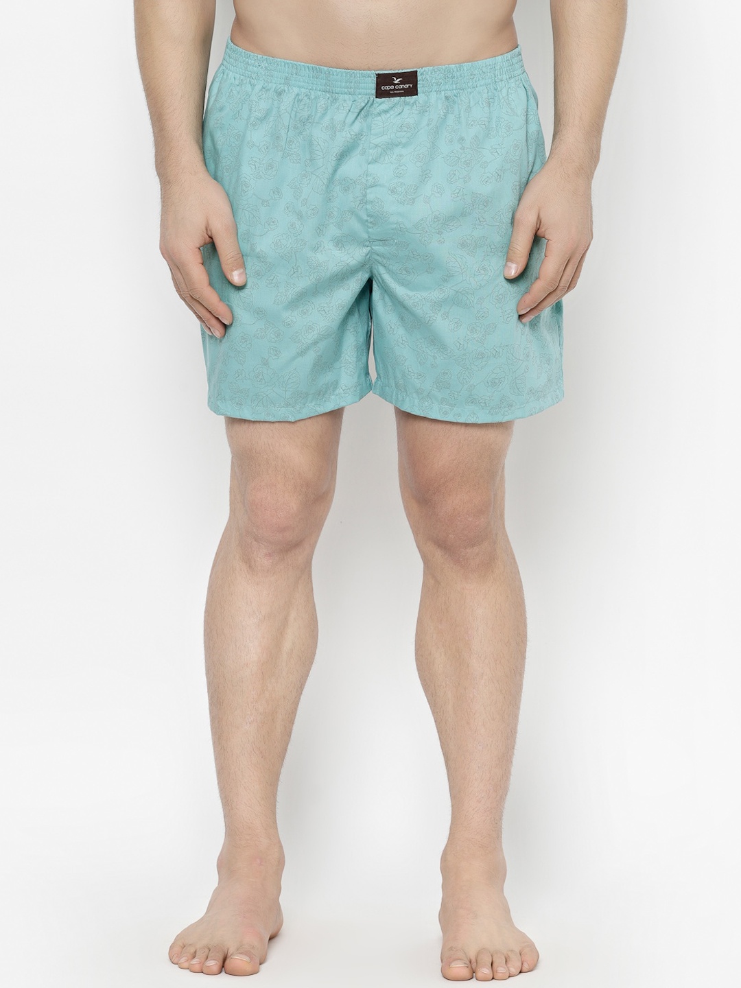 

cape canary Men Teal Blue & Grey Printed Boxer CCAMROSELINEARTELEBLU