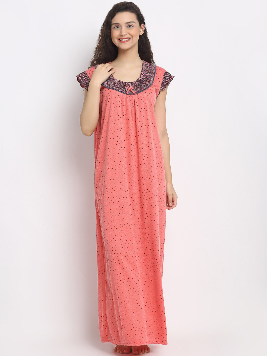 

Secret Wish Orange Printed Hosiery Nightdress