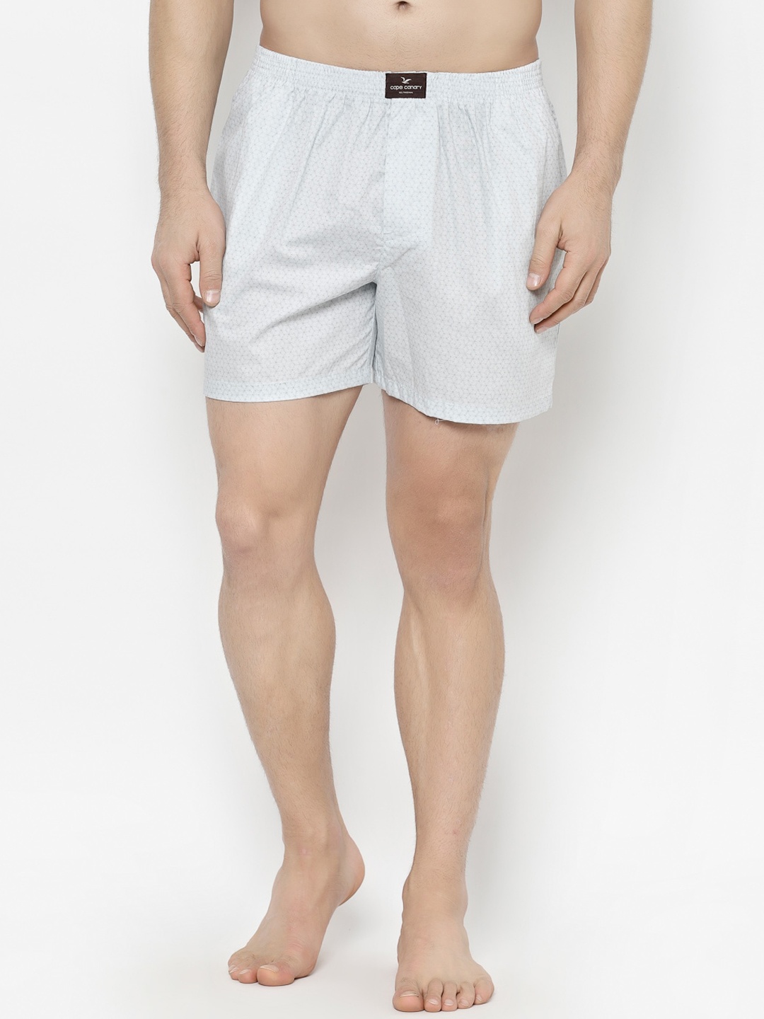 cape canary Men White & Blue Printed Boxers CCAMHEXAGON