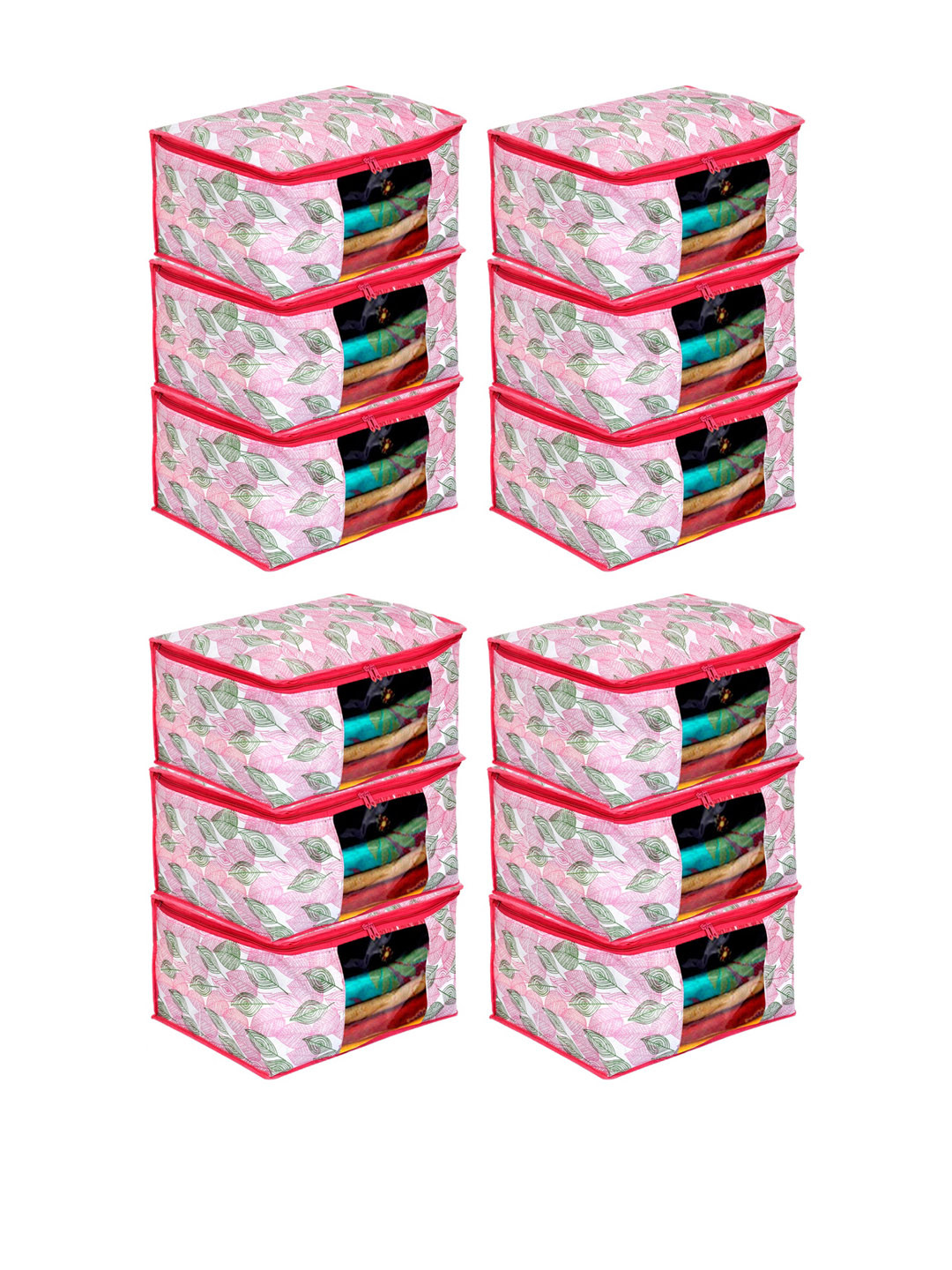 

Kuber Industries Set Of 12 Printed Saree Covers, Pink