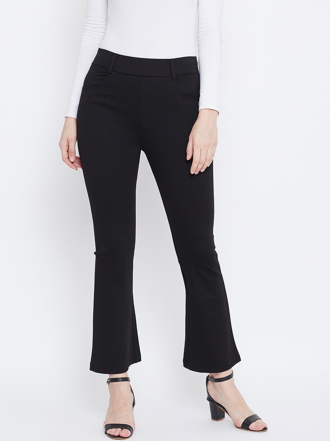

Clora Creation Women Black Solid Bootcut Treggings