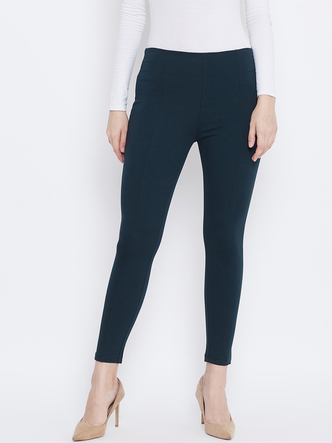 

Clora Creation Women Bottle Green Solid Regular Fit Jeggings