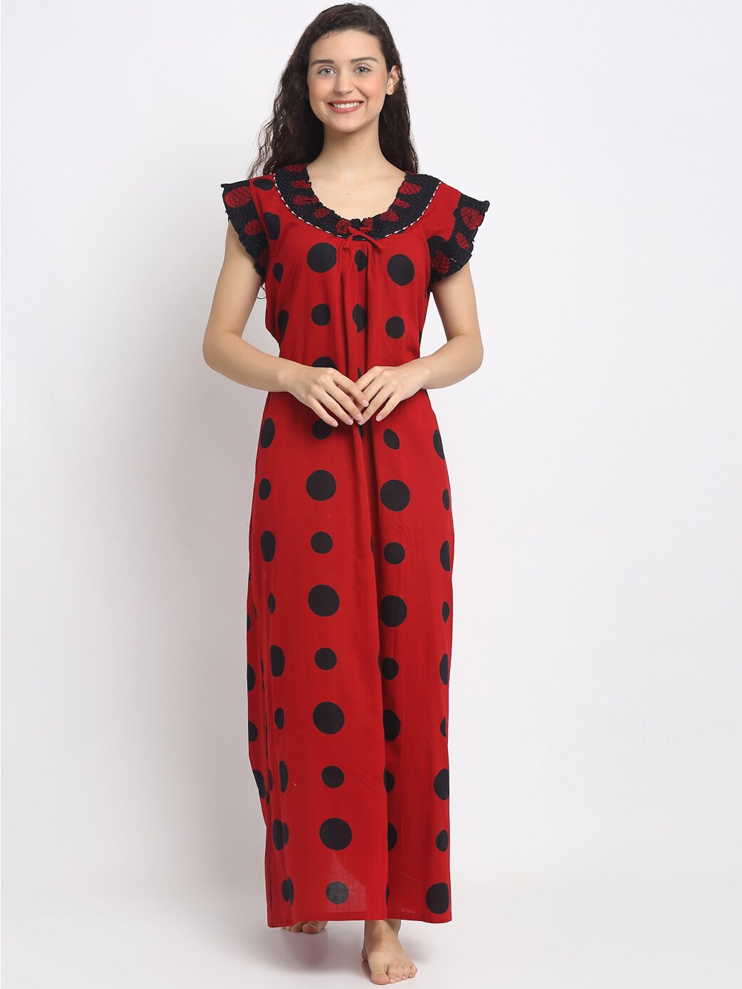 

Secret Wish Red & Black Printed Nightdress