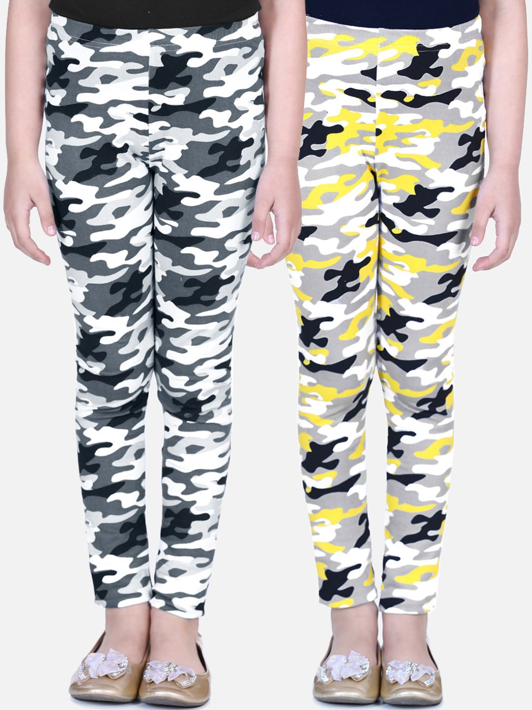 

Naughty Ninos Girls Pack Of 2 Printed Ankle-Length Leggings, Grey