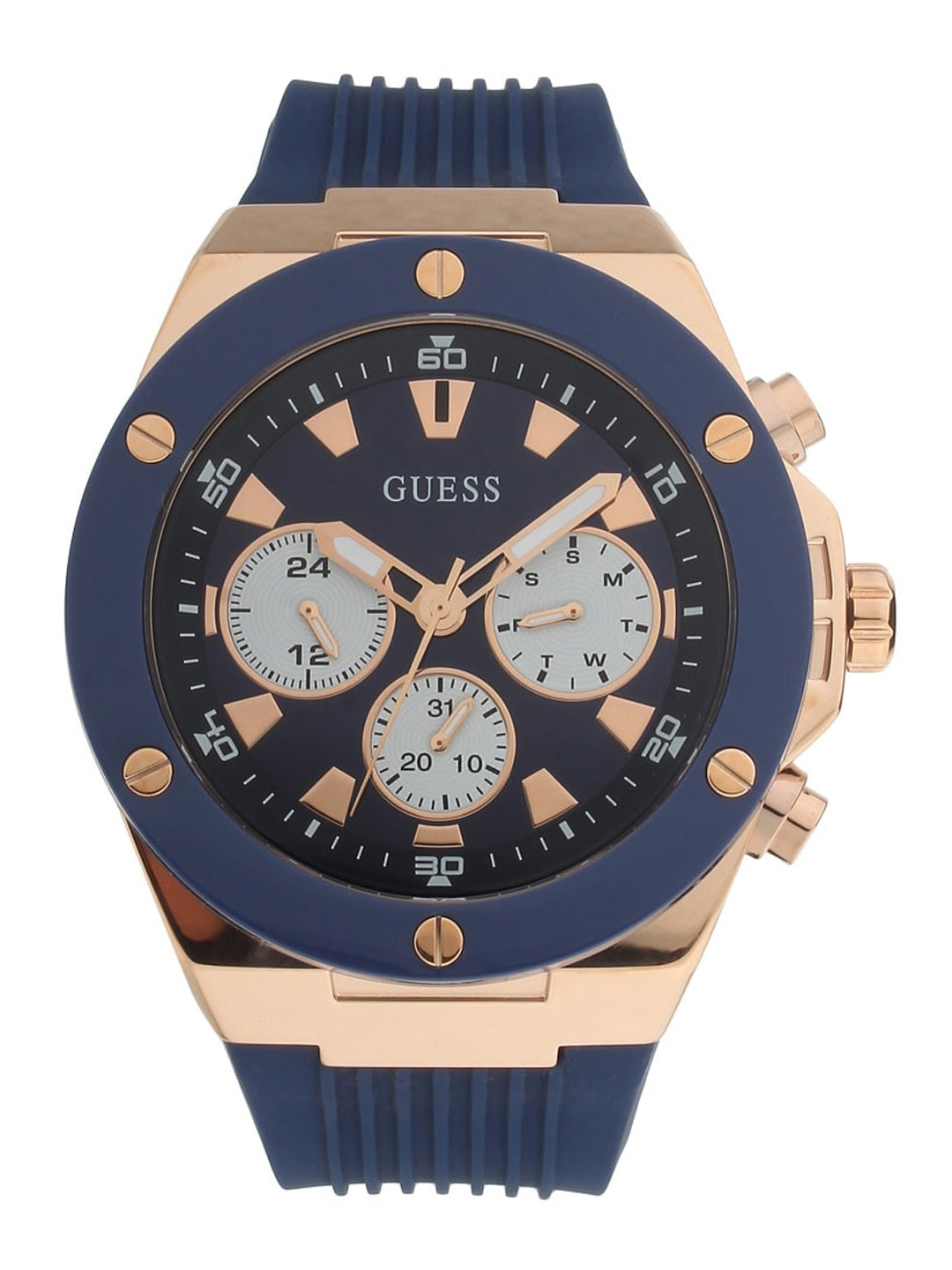 

GUESS Men Blue & Gold-Toned Analogue Watch GW0057G2