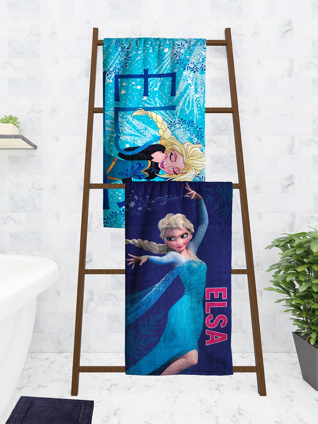 

Disney Kids Set Of 2 Printed 350 GSM Bath Towels, Blue