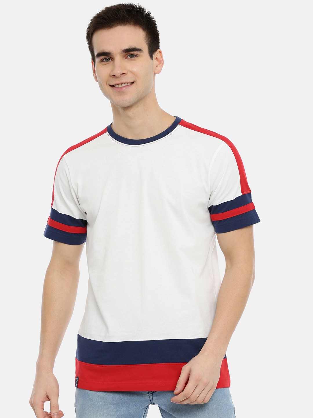 

3PIN Men White Solid Round Neck Pure Cotton T-shirt