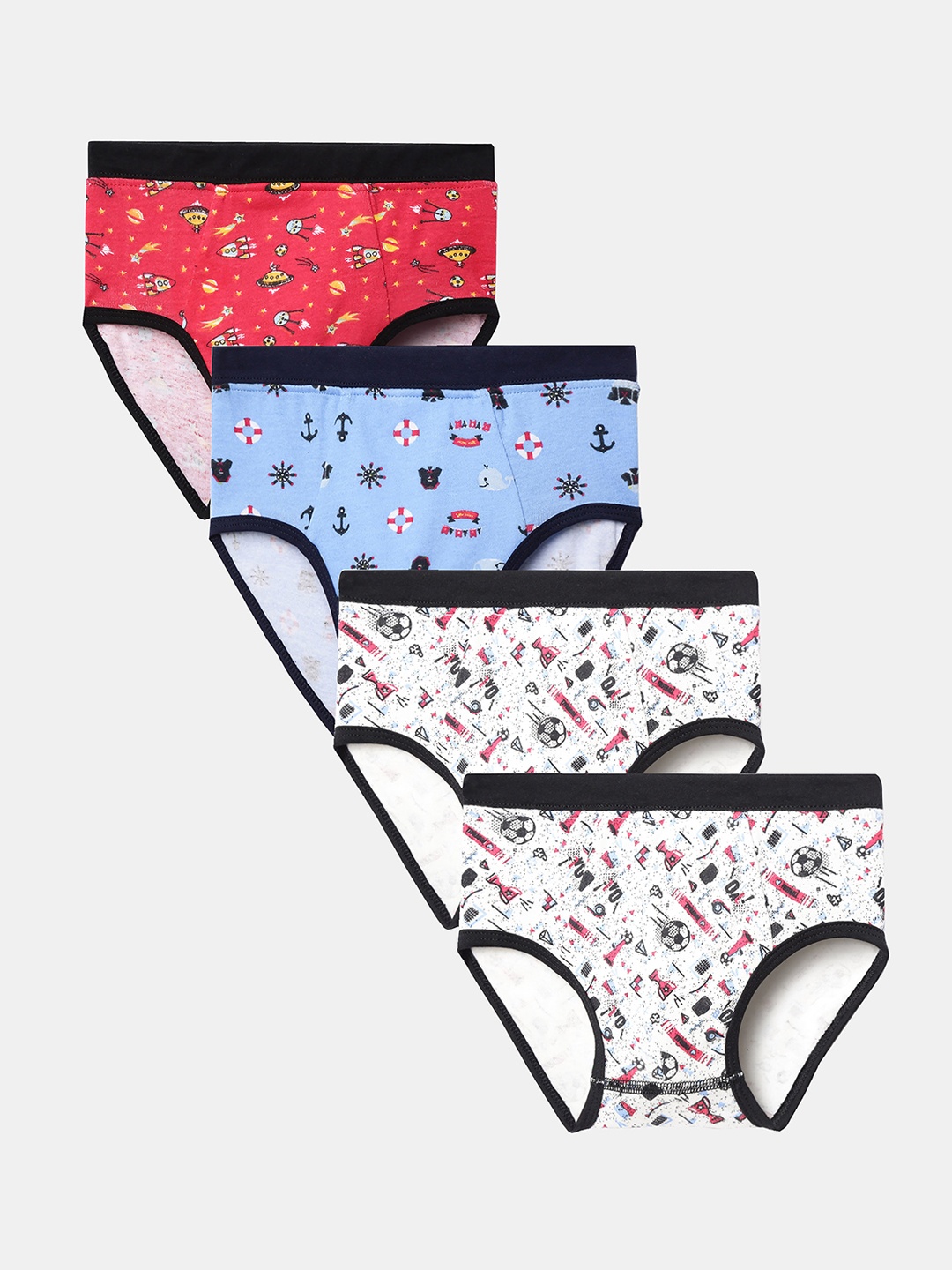 

MTB Boys Pack of 4 Multicoloured Printed Basic Briefs BTDLR-2-PK4, Multi