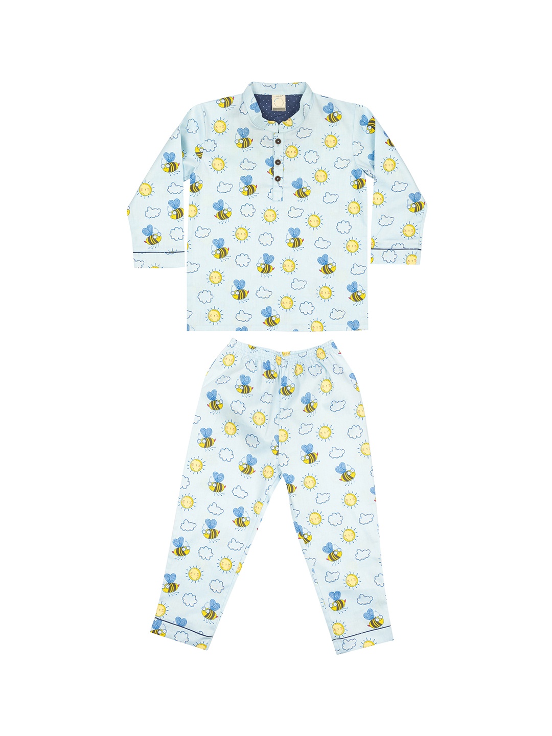 

CASA DE NEE NEE Boys Blue & Yellow Printed Cotton Night suit