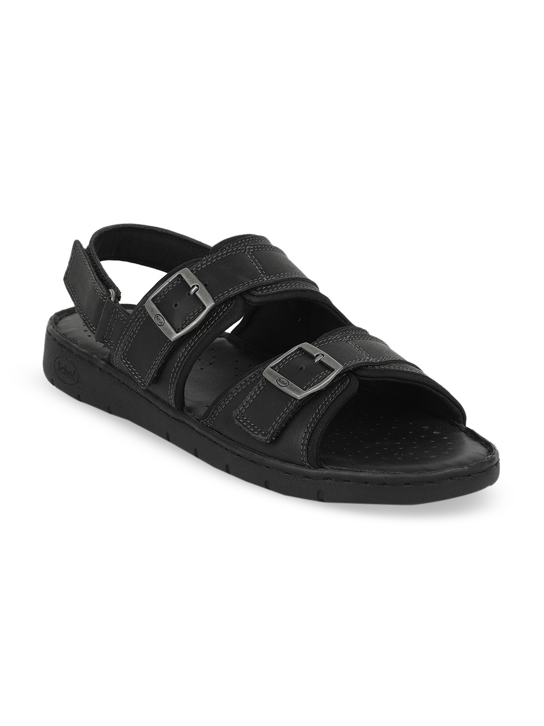 

Scholl Men Black Leather Comfort Sandals