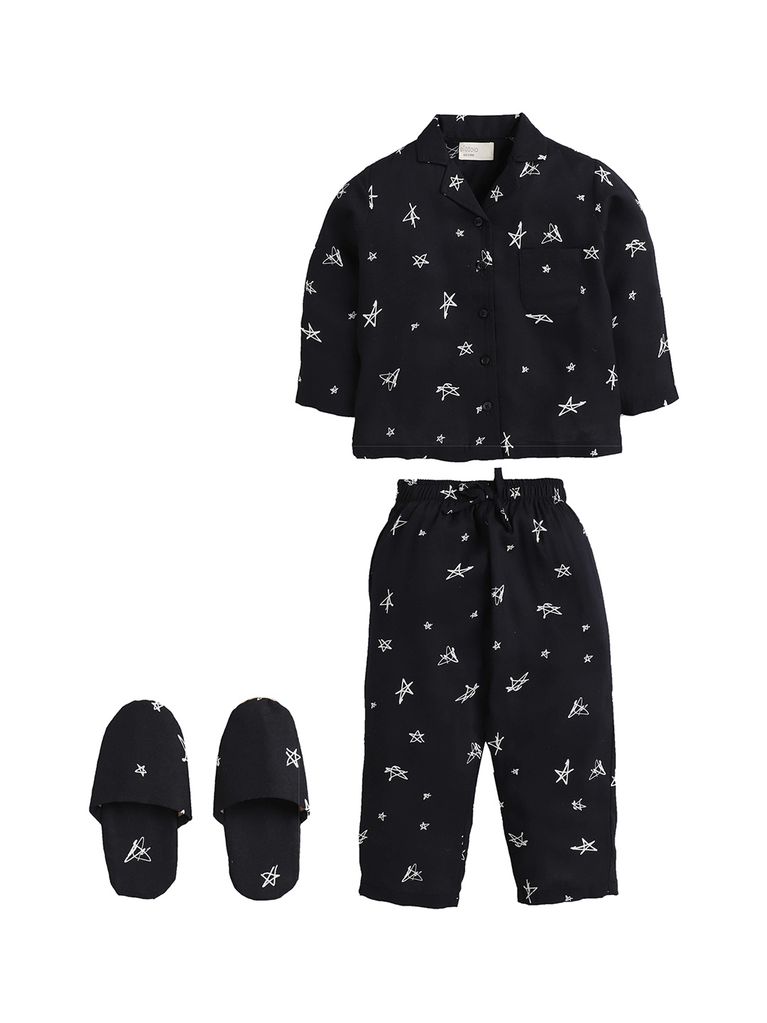 

PICCOLO Girls Black & White Printed Night suit