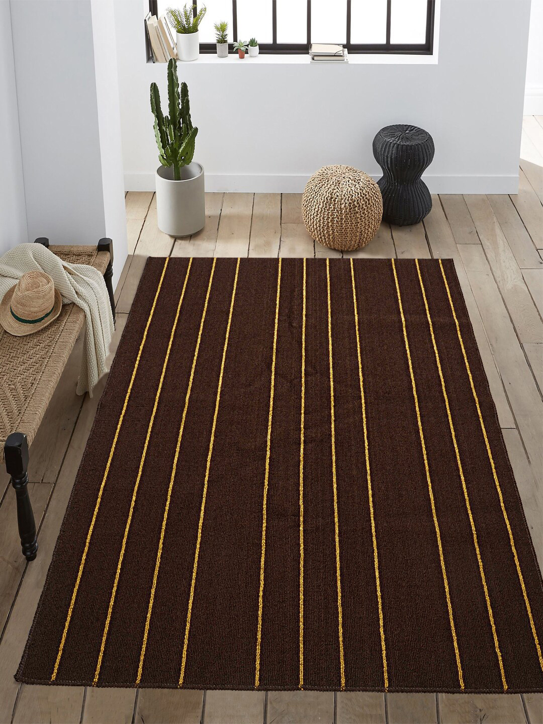 

Saral Home Brown & Yellow Striped Carpet