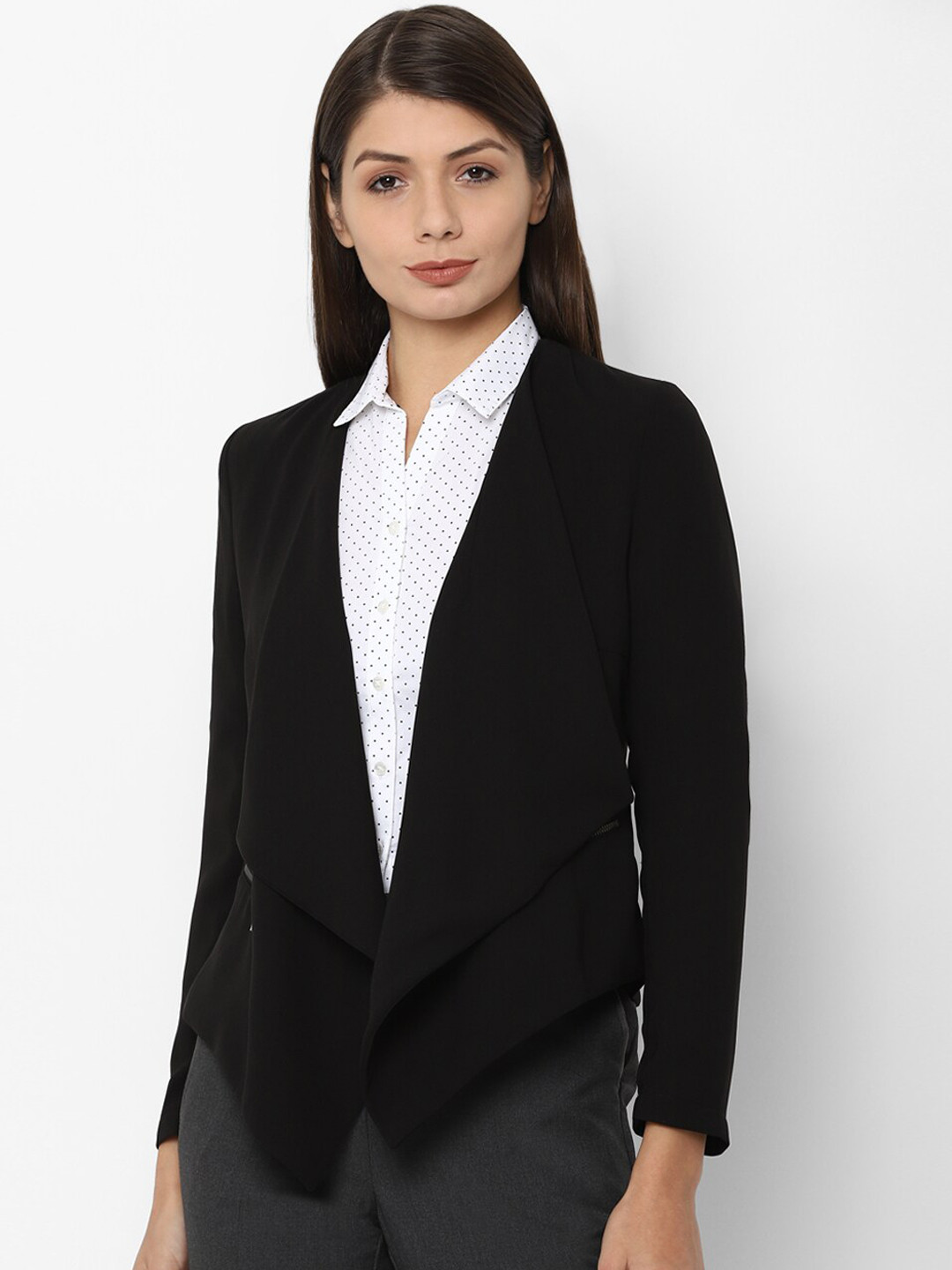 

Allen Solly Woman Women Black Solid Open-Front Formal Blazer