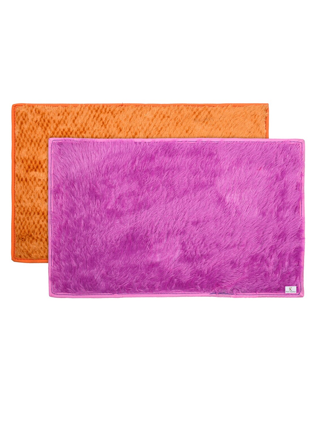 

Kuber Industries Set Of 2 Solid Shaggy Anti-Skid Doormats, Orange