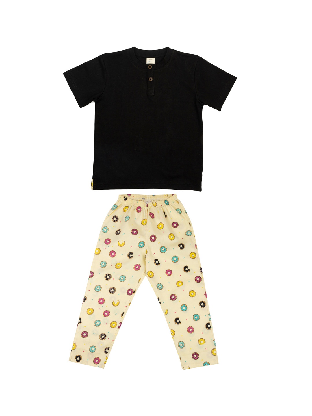 

CASA DE NEE NEE Kids Black & Yellow Solid Cotton Night Suit