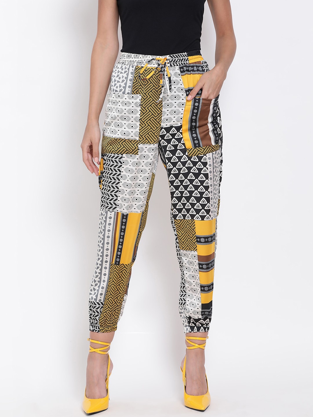 

Oxolloxo Women Multicoloured Regular Fit Abstract Printed Regular Trousers, Multi