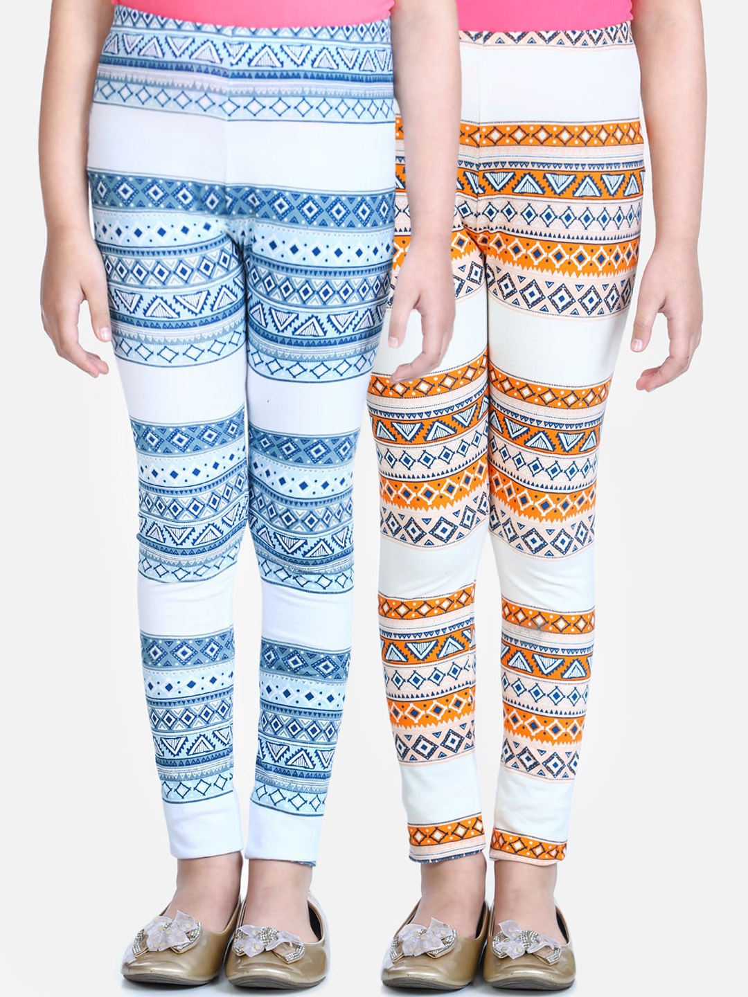 

Naughty Ninos Girls Pack Of 2 Printed Ankle-Length Leggings, White