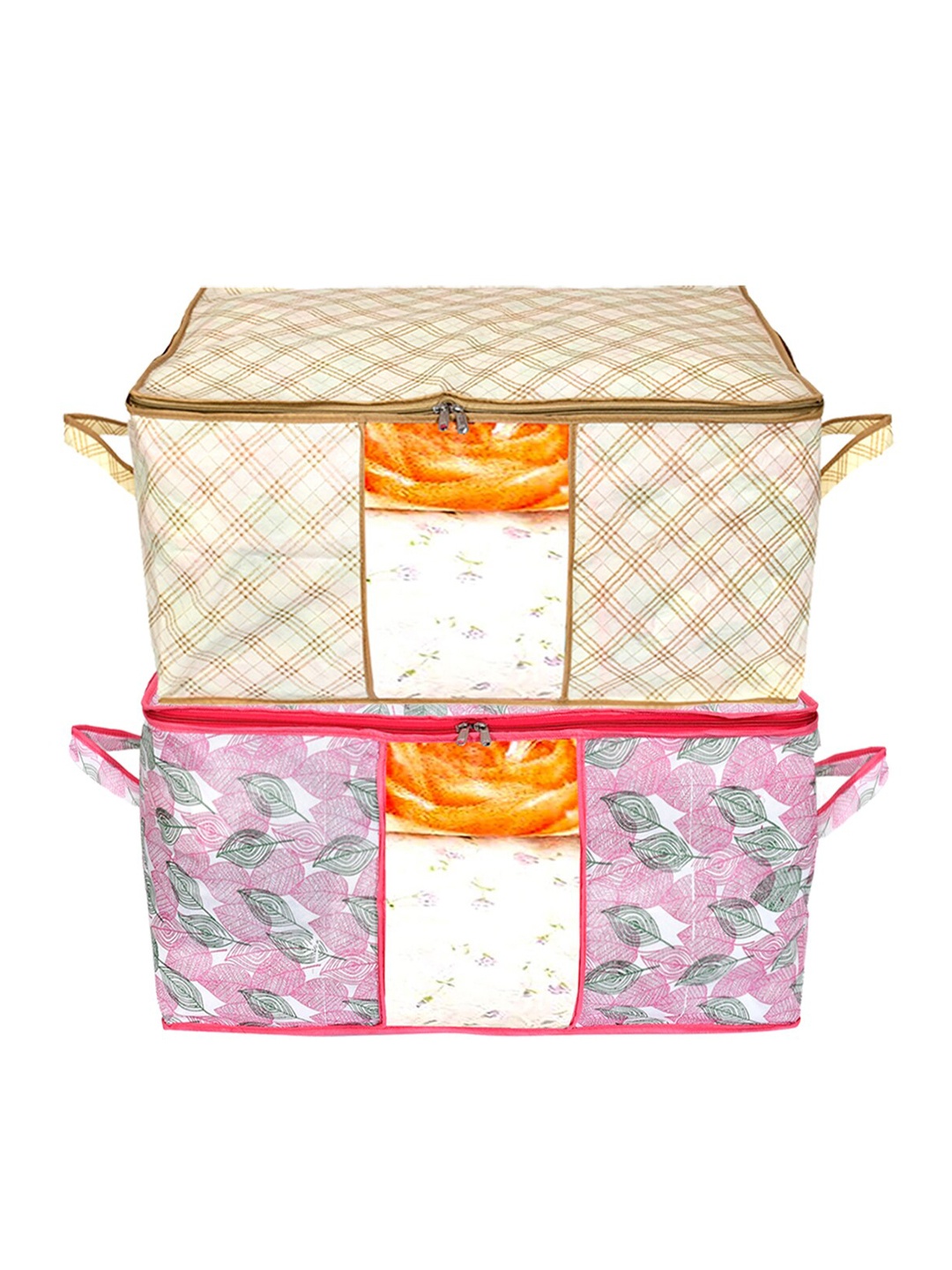 Kuber Industries Set Of 2 Printed Saree Covers, Pink