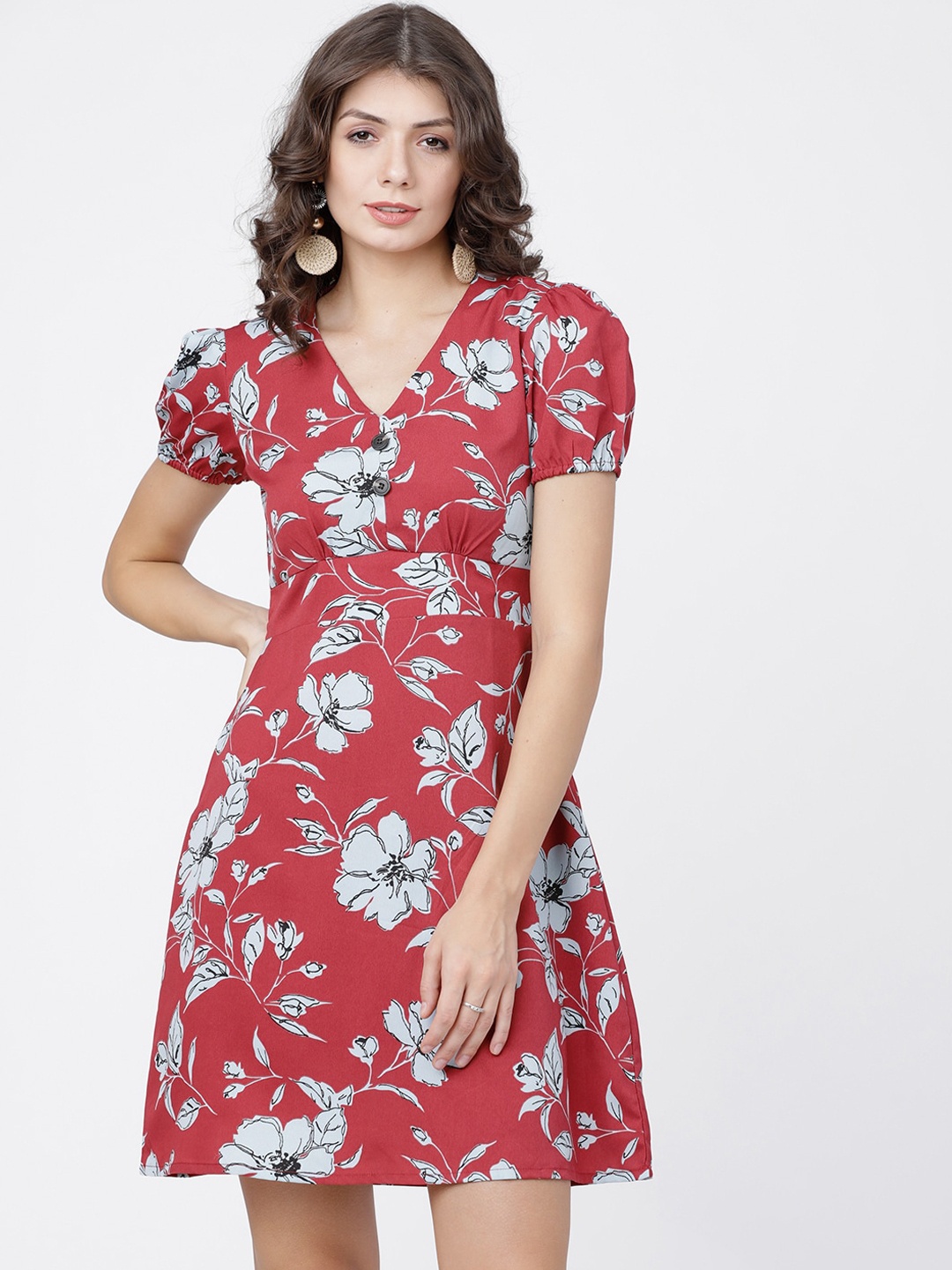 

Tokyo Talkies Women Rose Printed Empire Dress
