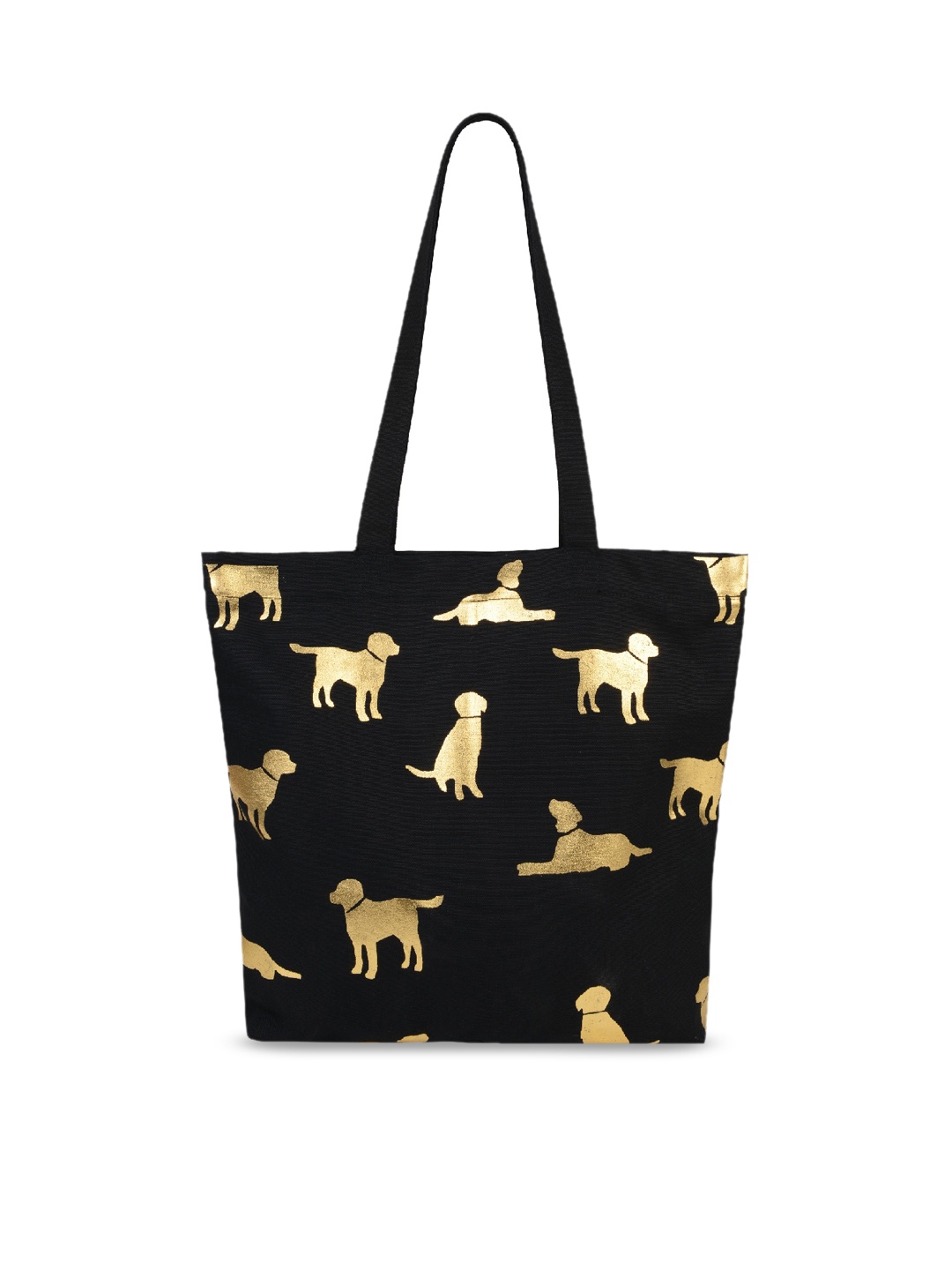 

Vivinkaa Black & Gold-Toned Printed Tote Bag