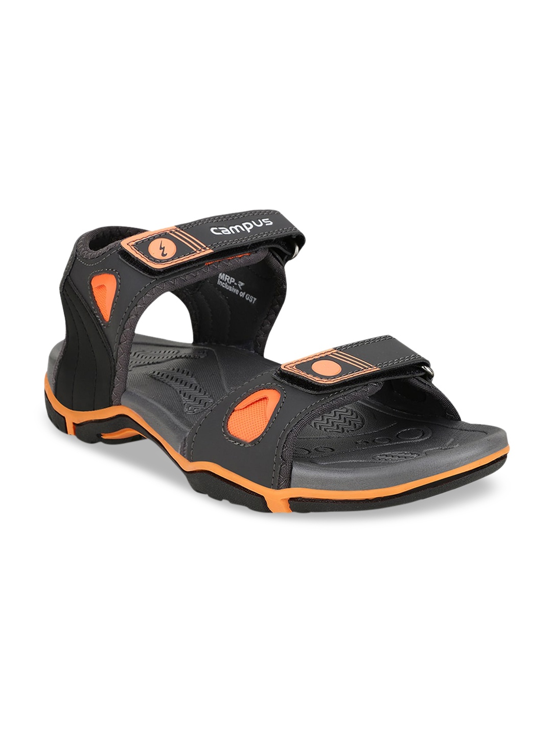 

Campus Men Grey & Orange Comfort Sandals