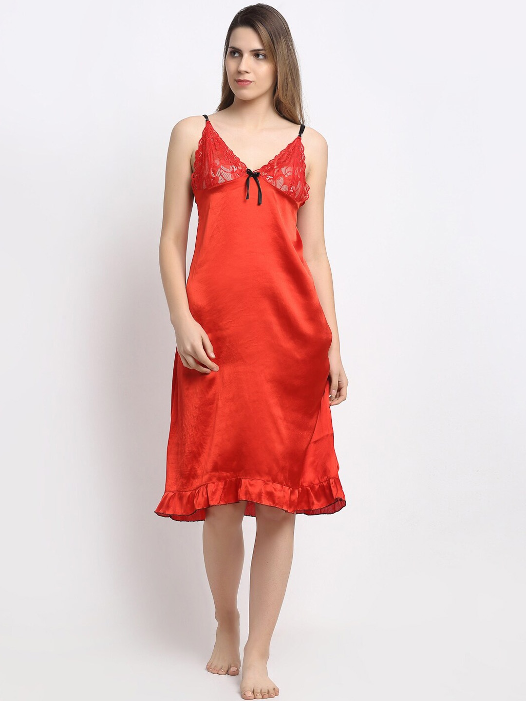

Secret Wish Red & Black Solid Baby Doll
